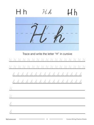 how to write an h in cursive: