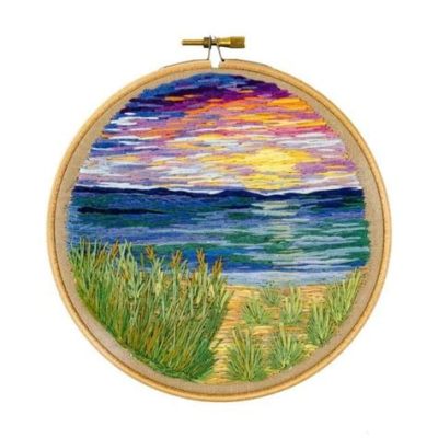 what thread do you use for embroidery What color thread would you choose if you were embroidering a sunset scene?